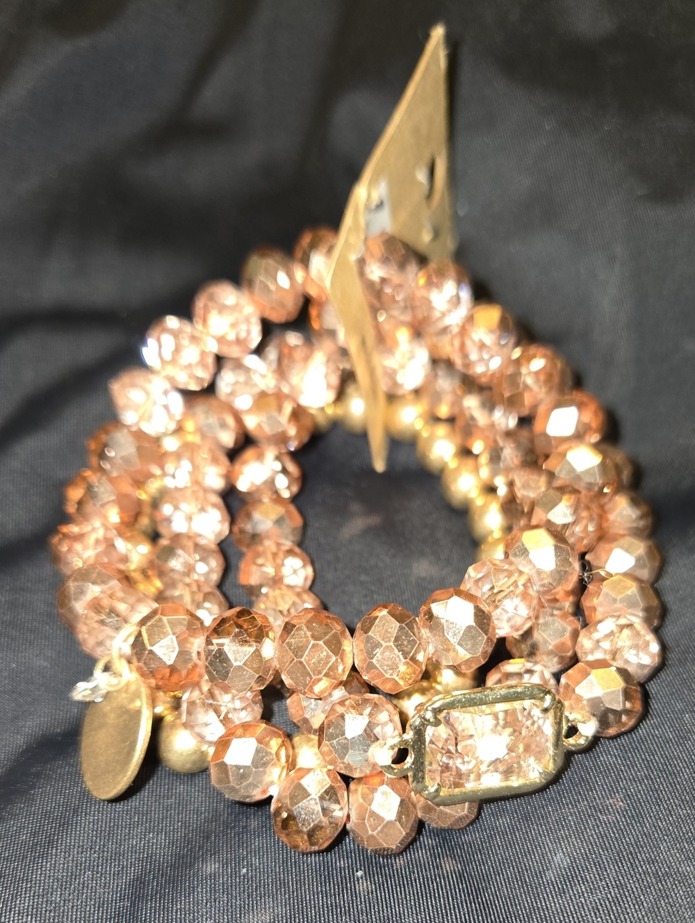 Crystal Beaded Stretch Bracelet Set - Rose Gold